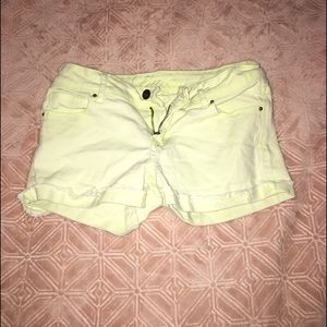 Neon denim shorts